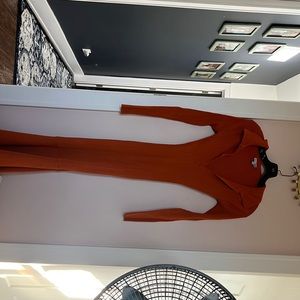 Orange long dress fashion nova worn once